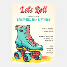Let's Roller Skate 40th Birthday Invitation