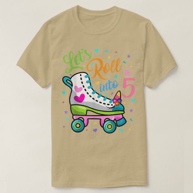 Lets Rolling Into 5 Years Old 5th Birthday Skating T-Shirt (Design Front)