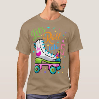 Lets Rolling Into 5 Years Old 5th Birthday Skating T-Shirt