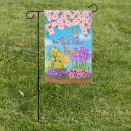 Let's Root For Each Other Reversible Garden Flag