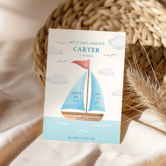 Let's Sail-abrate Sailboat Nautical Birthay Invitation