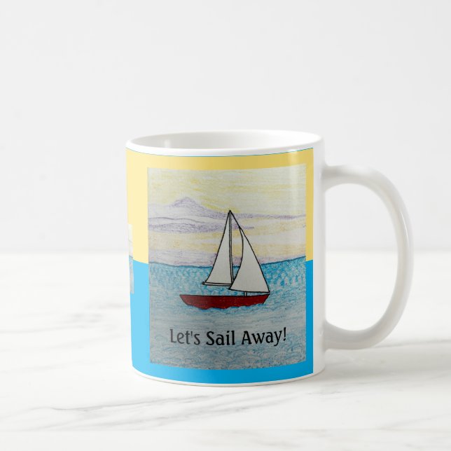 Let's Sail Away! Red Sailboat mug (Right)