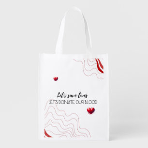Let's Save Lives – Donate Blood Minimalist Graphic Grocery Bag