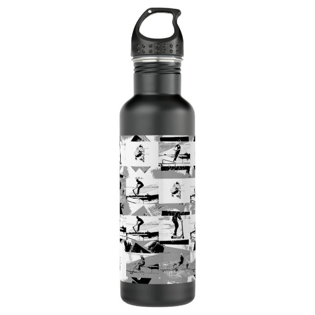 Lets Scoot Around - Stunt Scooter Rider Stainless Steel Water Bottle (Front)