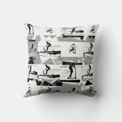 Lets Scoot Around _ Stunt Scooter Rider Throw Pillow