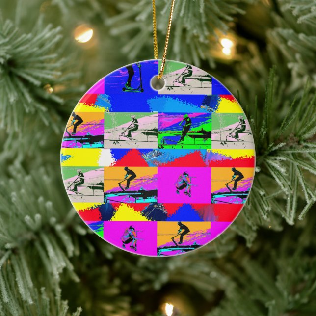 Lets Scoot - Stunt Scooter Rider Ceramic Ornament (Tree)