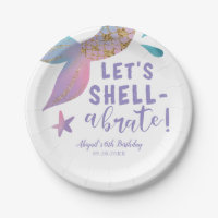 Lets Shell-abreate Magical Mermaid Birthday Party Paper Plates