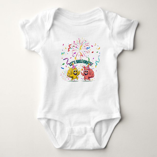 Let's shell-ebrate! baby bodysuit (Front)