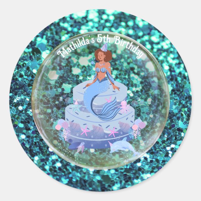 Let's Shell-ebrate! mermaid theme Classic Round Sticker (Front)