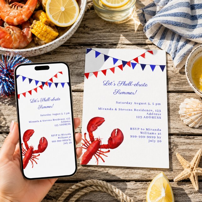 Let's shell-ebrate summer party coastal invitation (Creator Uploaded)