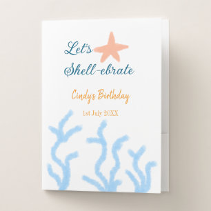 Let's shell-ebrate under the sea blue birthday pocket folder