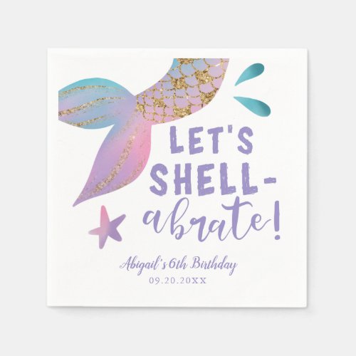 Lets Shellabrate Mermaid Birthday Party Napkins