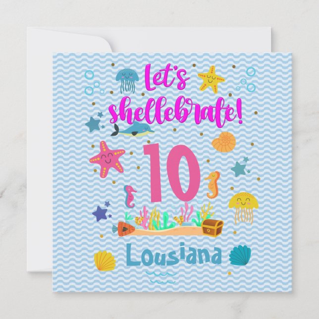Lets Shellebrate Marine Ocean Under Sea Birthday Invitation (Front)