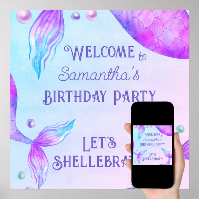 Lets Shellebrate Mermaid Birthday Party Poster Zazzle 3781