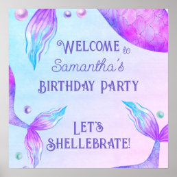 Lets Shellebrate Mermaid Birthday Party Poster