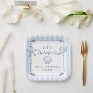 Let's Shellebrate Seashell Birthday Paper Plates