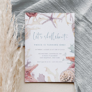 Let's Shellebrate Summer Beach Birthday Party Invitation