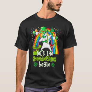 Let's Shenanigans Begin Funny Dabbing Unicorn St P T-Shirt