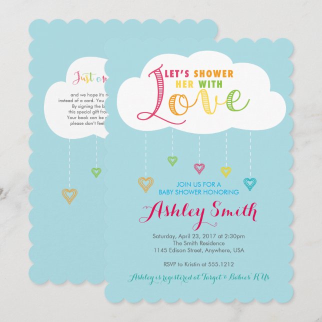 Let's shower her with Love Baby Shower Invitation (Front/Back)