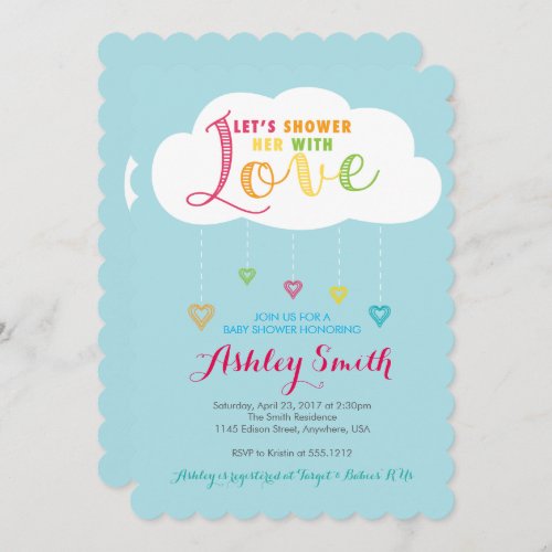 Lets shower her with Love Baby Shower Invitation