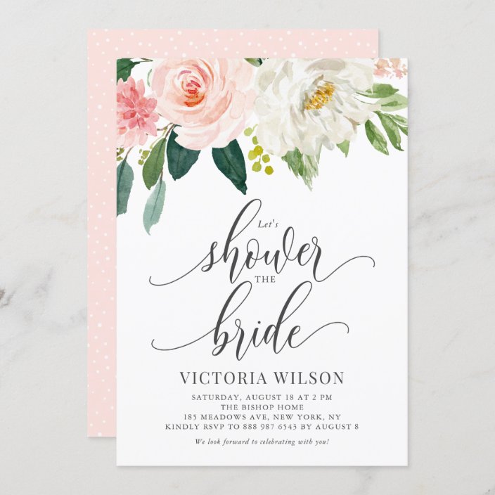 Let's Shower the Bride Blush Floral Bridal Shower Invitation | Zazzle.com