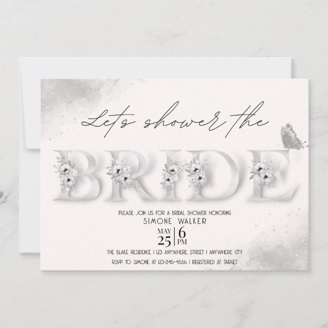 Let's Shower The Bride Floral Bridal Shower Invita Invitation (Front)