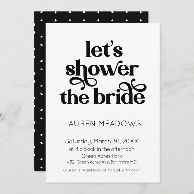 Let's Shower The Bride Typography Invitation (Front/Back)
