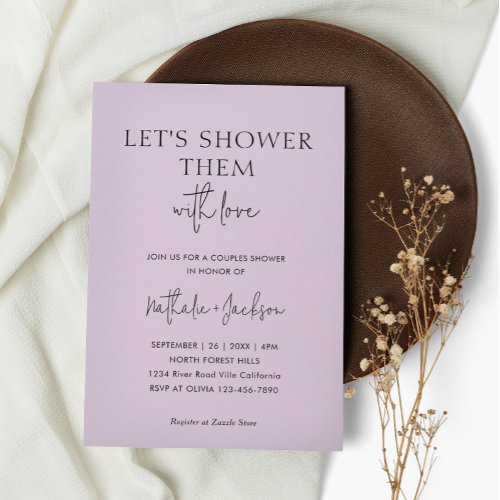 Lets Shower Them Lavender  Couple Shower Bridal Invitation