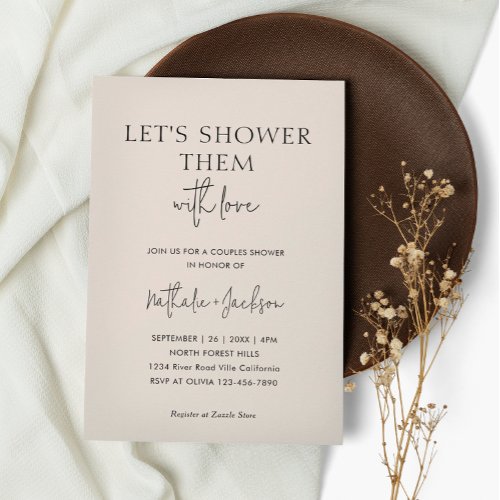 Lets Shower Them With Love  Boho Shower Bridal Invitation