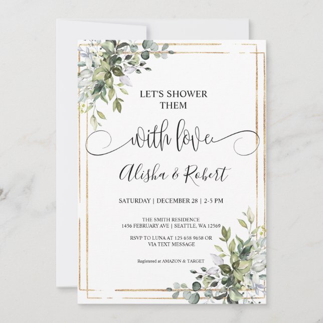  Let's Shower Them With Love Couples Shower invite (Front)
