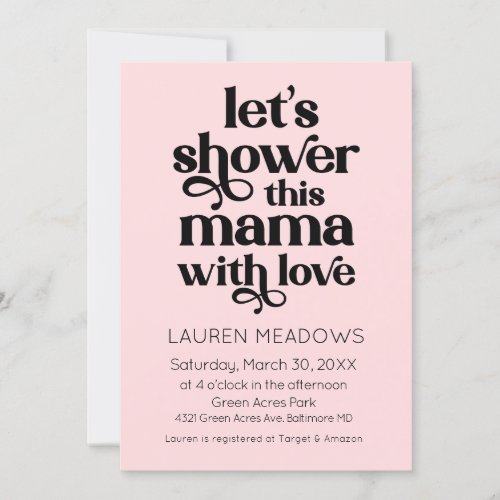 Lets Shower This Mama Typography Invitation