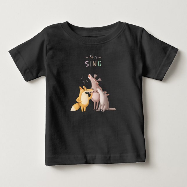 Let's Sing Woodland Animal Acapella Baby T-shirt (Front)
