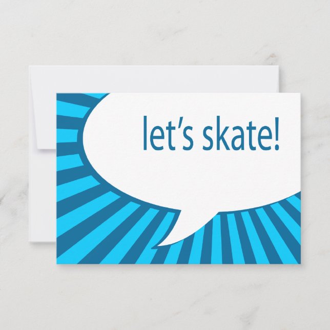 let's skate! cartoon speech bubble invitation (Front)
