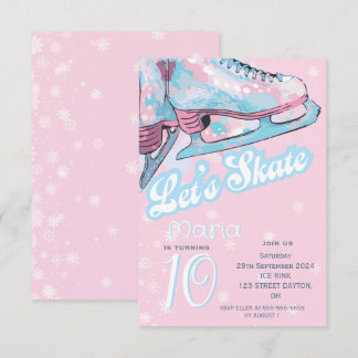 "Let's skate" figure ice skating birthday party Invitation