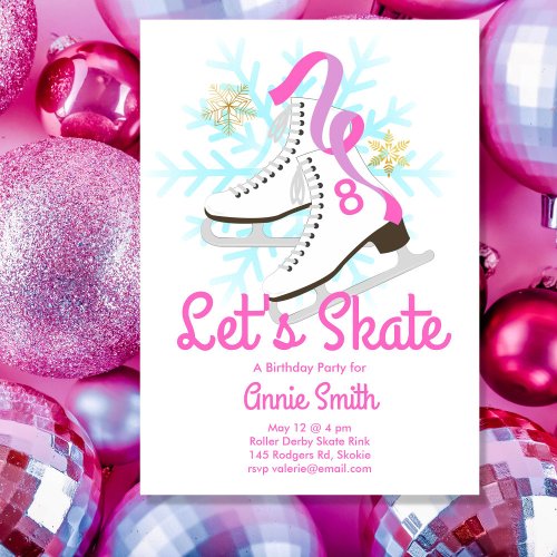 Lets Skate Ice Skate Party Invitation