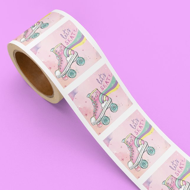 Let's Skate l Roller Skating party Girl Birthday  Square Sticker (Creator Uploaded)