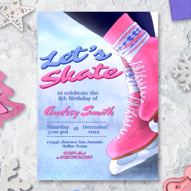 Lets Skate - Skate on Over - Winter Skate Party  Invitation (Creator Uploaded)