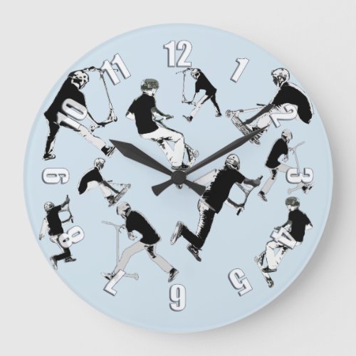 Lets Skate _ Stunt Scooter Fun Large Clock