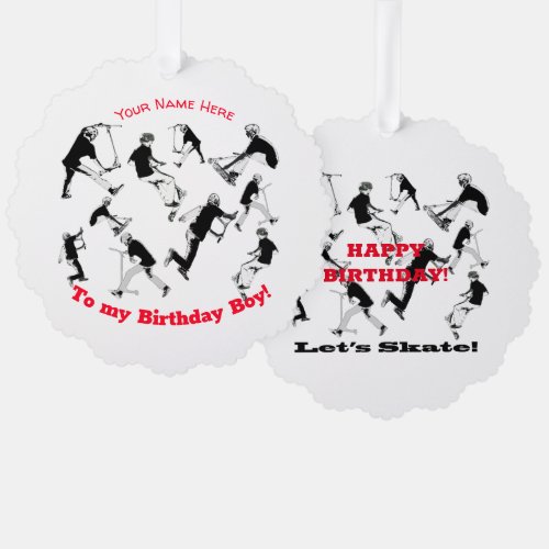 Lets Skate _ Stunt Scooter Fun Ornament Card