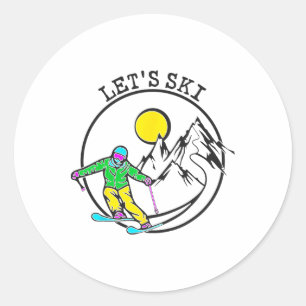 Lets Ski Cool Skiing Stuff For Men Funny Ski Snowb Classic Round Sticker