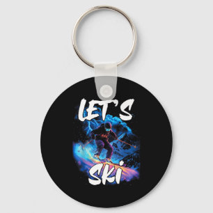 Lets ski downhill skiing winter sport skier keychain
