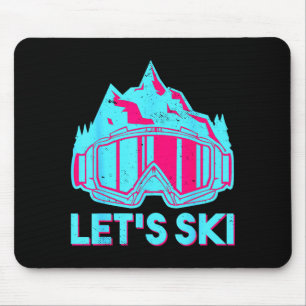 Let's ski, retro goggles ski vintage 80s 90s skiin mouse pad