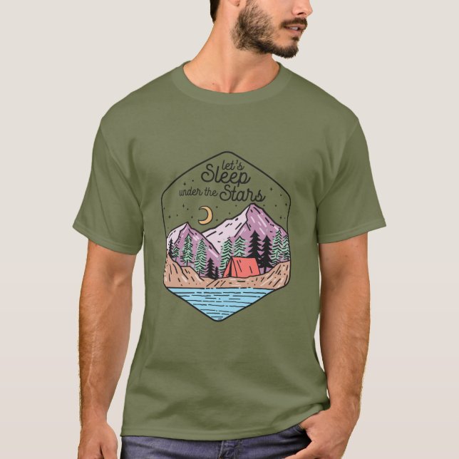 Lets Sleep Under The Stars Camper Camping T-Shirt (Front)