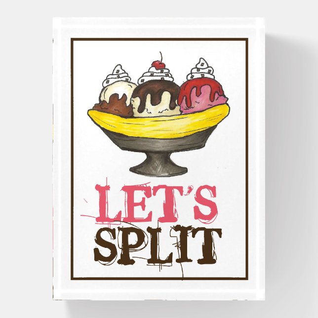 Let's Split Banana Ice Cream Sundae Foodie Fun Paperweight (Vertical)