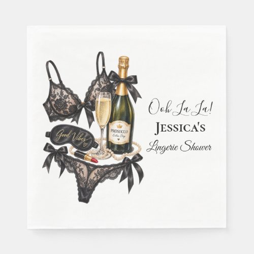 Let's Spoil Her Bra Lace Lingerie Bridal Shower Napkins