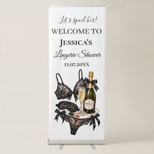 Let's Spoil Her Bra Lace Lingerie Bridal Shower Retractable Banner