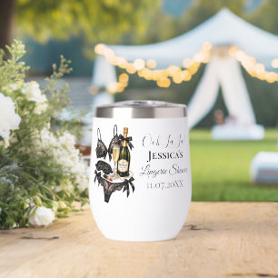 Let's Spoil Her Bra Lace Lingerie Bridal Shower Thermal Wine Tumbler