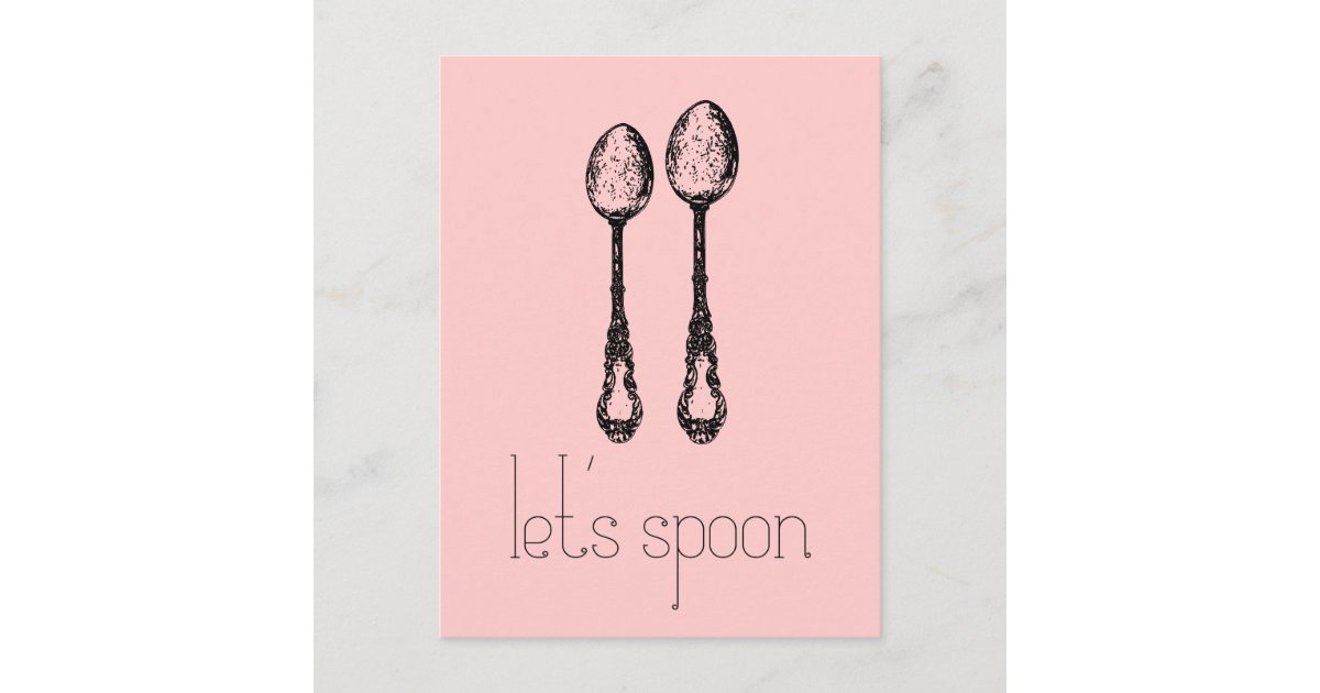 let's spoon postcard Zazzle