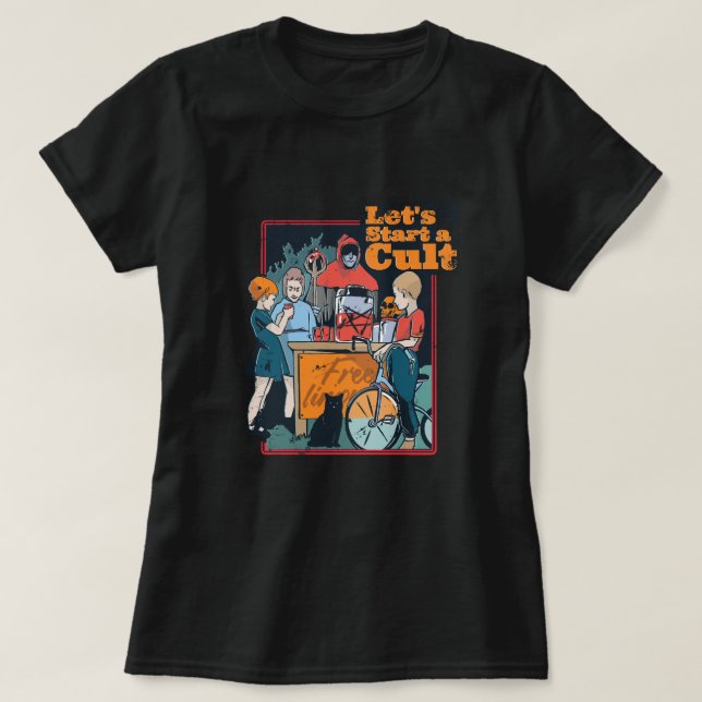 Lets Start a Cult Spooky Retro Halloween Womens T-Shirt (Design Front)
