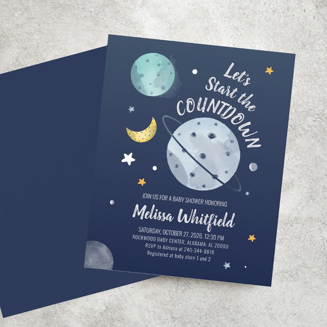 Let's Start Countdown Outer Space Baby Shower (Outer Space Baby Shower Invitation)